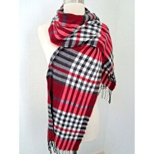 Cejon Made in Italy Beautiful Soft Scarf Red Black White Plaid